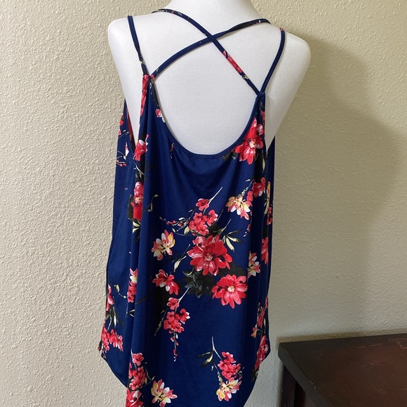 NWT Papermoon Floral Navy Flowy Tank Blouse Size 2X - Picture 5 of 10